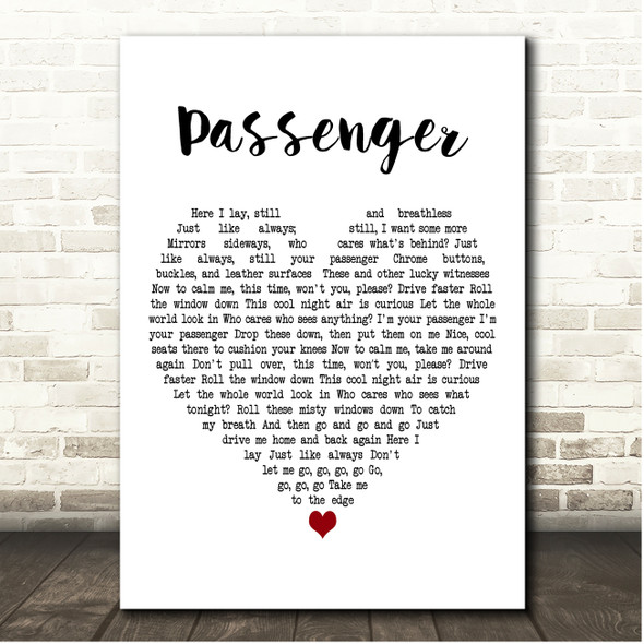 Deftones Passenger White Heart Song Lyric Print