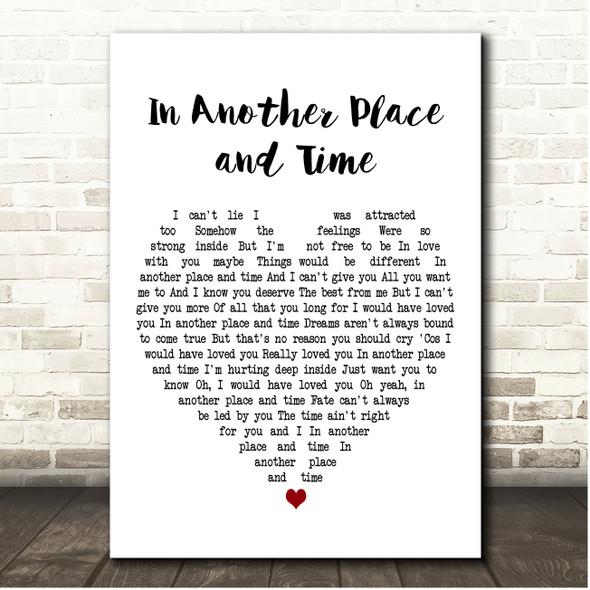 Donna Summer In Another Place and Time White Heart Song Lyric Print