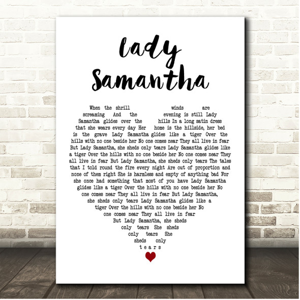 Elton John Lady Samantha White Heart Song Lyric Print