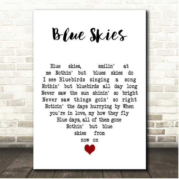 Frank Sinatra Blue Skies White Heart Song Lyric Print