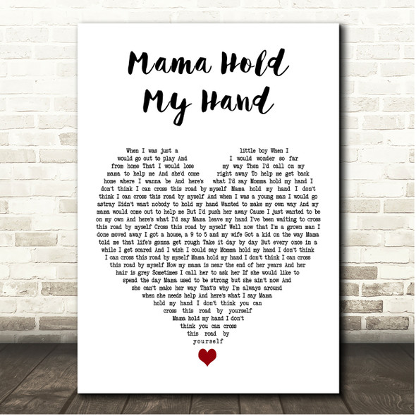 Aloe Blacc Mama Hold My Hand White Heart Song Lyric Print