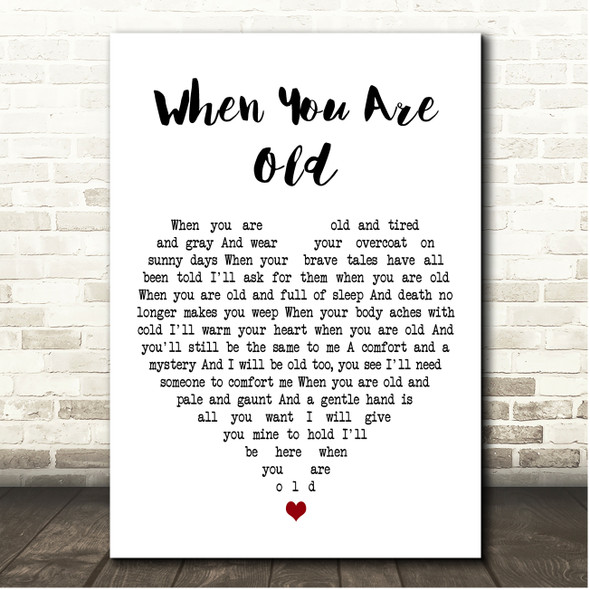 Gretchen Peters When You Are Old White Heart Song Lyric Print