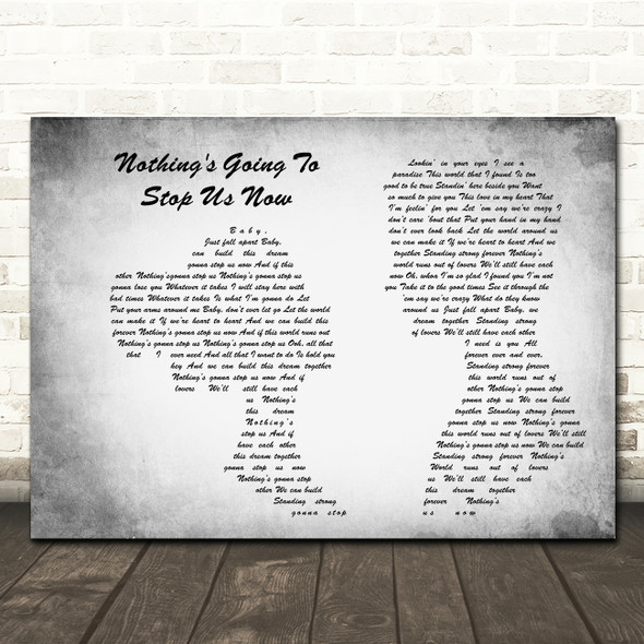 Jefferson Starship Nothing's Gonna Stop Us Now Grey Landscape Man & Lady Song Lyric Print