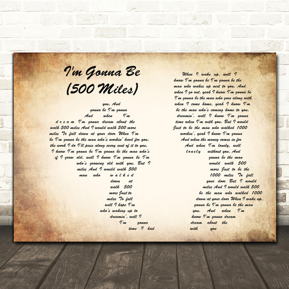 Sleeping At Last I'm Gonna Be 500 Miles Landscape Man & Lady Song Lyric Print