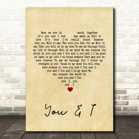 Michael Buble You And I Vintage Heart Song Lyric Quote Print