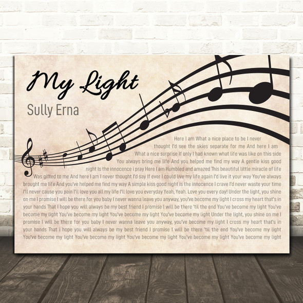 Sully Erna My Light Landscape Wavy Music Notes Song Lyric Print