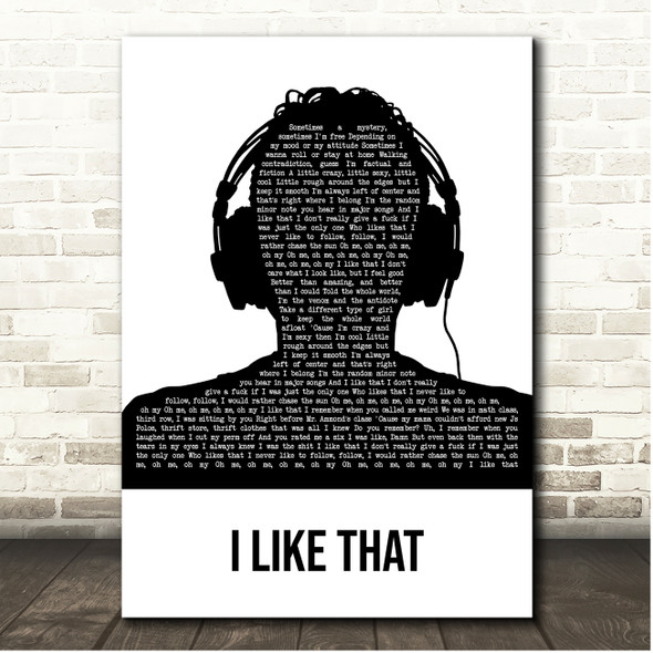 Janelle Monáe I Like That Black & White Man Headphones Song Lyric Print