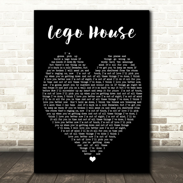 Lego House Ed Sheeran Black Heart Quote Song Lyric Print