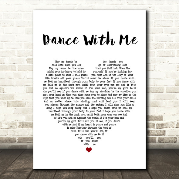 Morgan Evans Dance With Me White Heart Song Lyric Quote Print