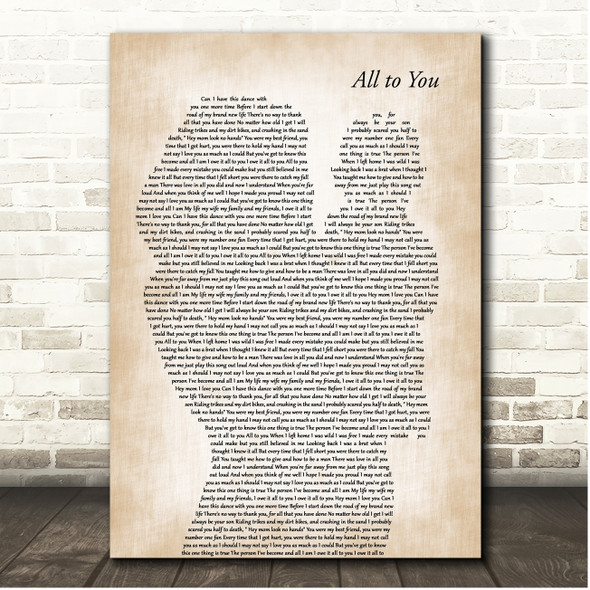 Scott Keo All to You Mother & Baby Song Lyric Print
