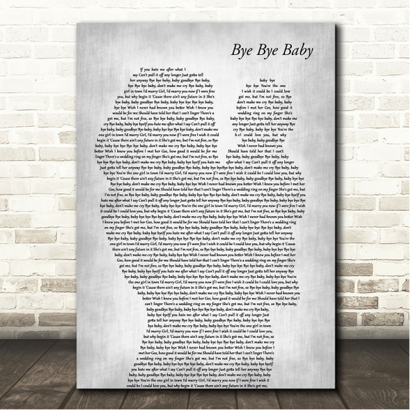 Bay City Rollers Bye Bye Baby Mother & Baby Grey Song Lyric Print