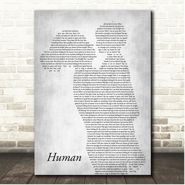 The Killers Human Mother & Child Grey Song Lyric Print