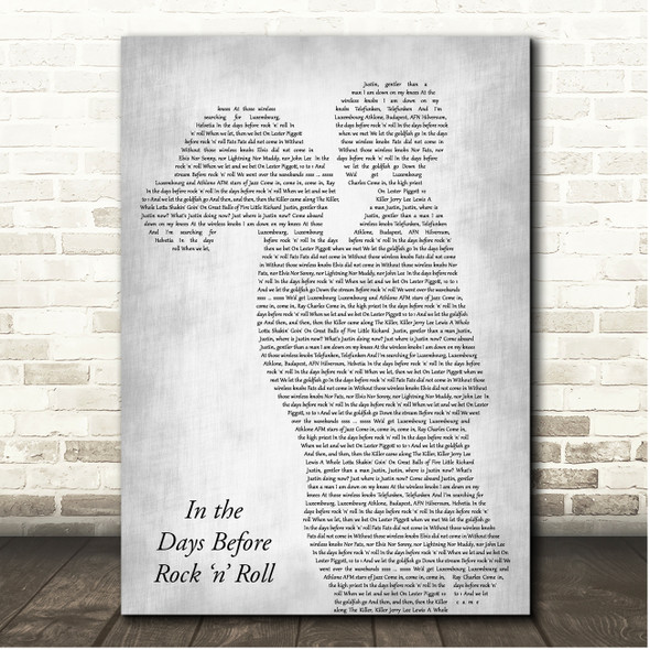 Van Morrison In the Days Before Rock n Roll Mother & Child Grey Song Lyric Print