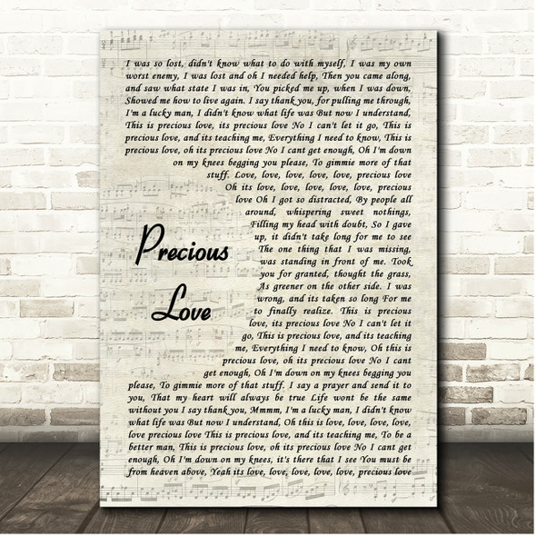 James Morrison Precious Love Vintage Script Song Lyric Print