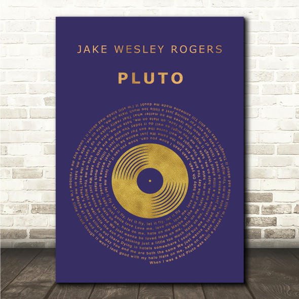Jake Wesley Rogers Pluto Blue & Copper Gold Vinyl Record Song Lyric Print
