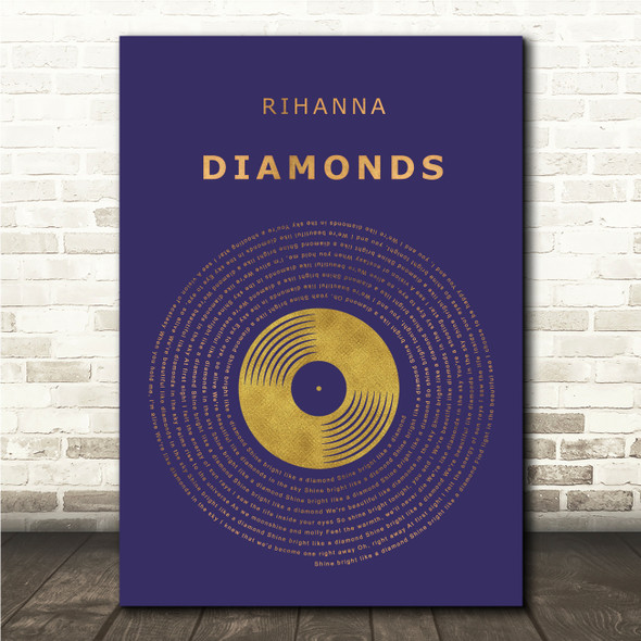 Rihanna Diamonds Blue & Copper Gold Vinyl Record Song Lyric Print