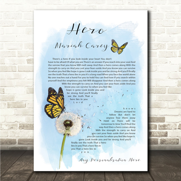 Mariah Carey Hero Butterfly & Dandelion Song Lyric Print