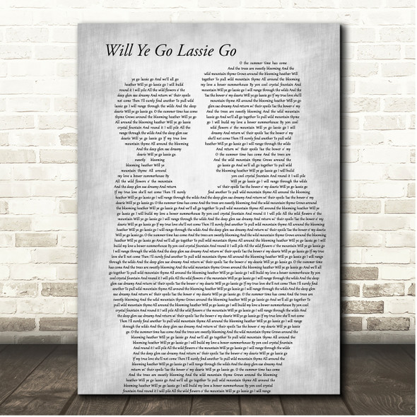 The Corries Will Ye Go Lassie Go Father & Child Grey Song Lyric Print