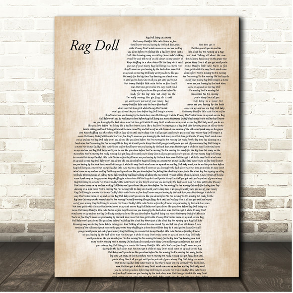 Aerosmith Rag Doll Father & Baby Song Lyric Print