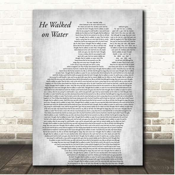Randy Travis He Walked on Water Father & Baby Grey Song Lyric Print