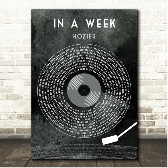Hozier In a Week Grunge Grey Vinyl Record Song Lyric Print