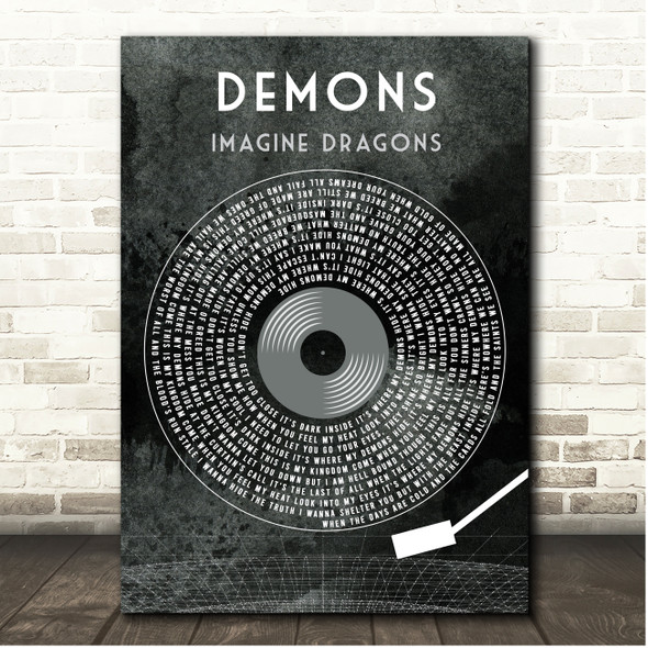 Imagine Dragons Demons Grunge Grey Vinyl Record Song Lyric Print