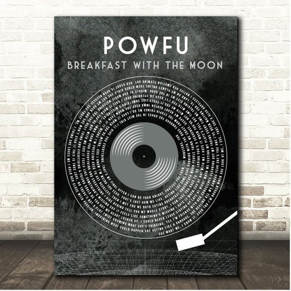 Powfu Breakfast With The Moon Grunge Grey Vinyl Record Song Lyric Print