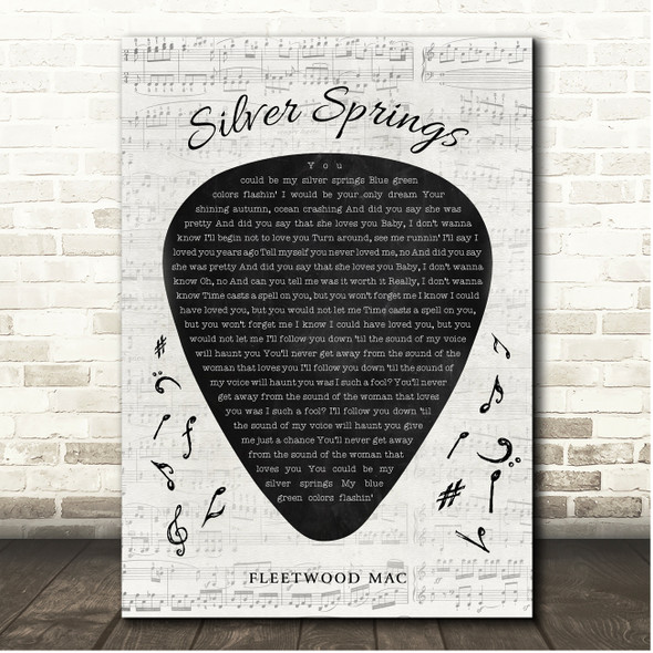 Fleetwood Mac Silver Springs Guitar Pick Plectrum Song Lyric Print