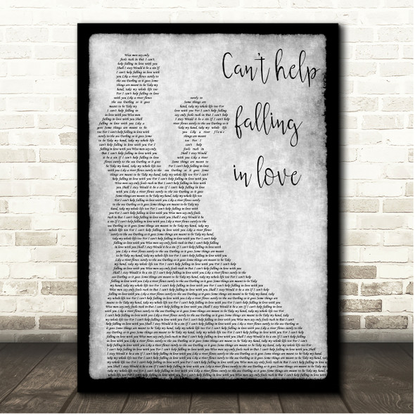 Il Divo Cant help falling in love Grey Couple Dancing Song Lyric Print