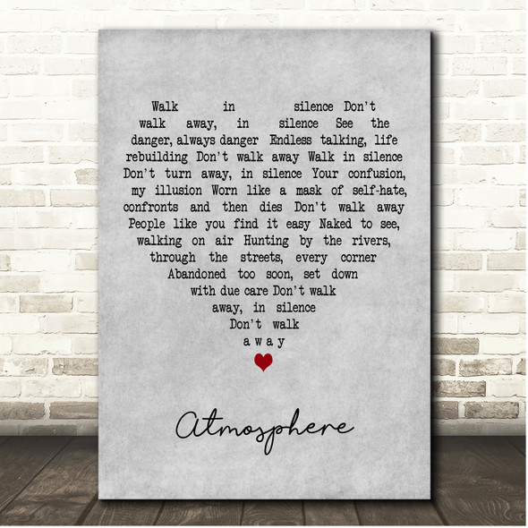 Joy Division Atmosphere Grey Heart Song Lyric Print