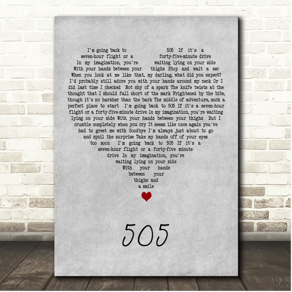 Arctic Monkeys 505 Grey Heart Song Lyric Print