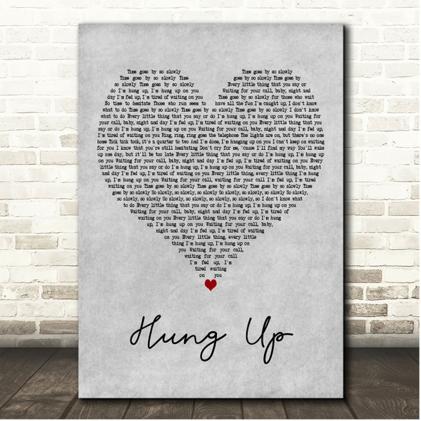 Madonna Hung Up Grey Heart Song Lyric Print