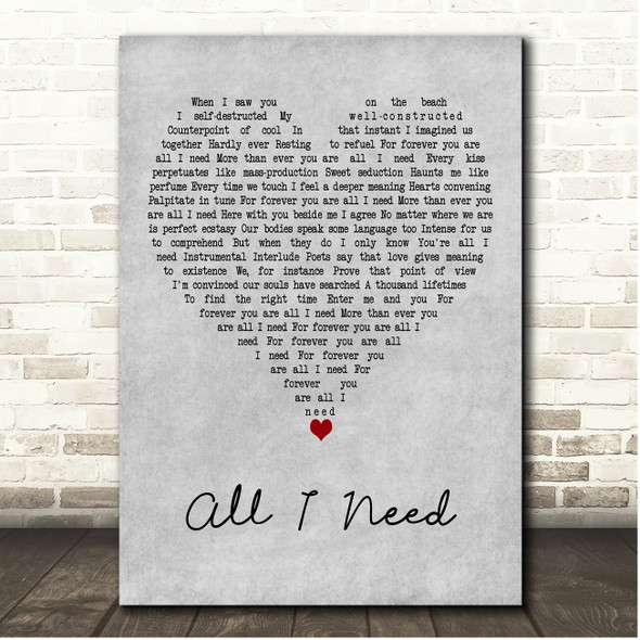 Michael Franks All I Need Grey Heart Song Lyric Print
