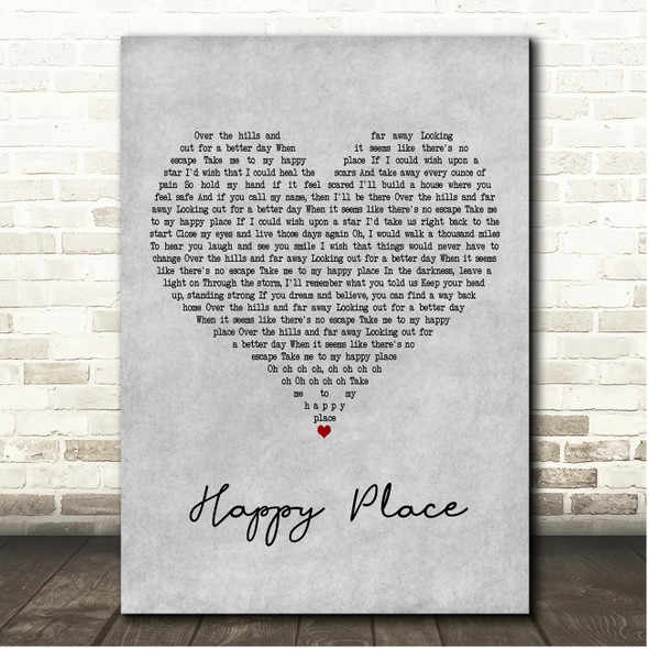 Saint PHNX Happy Place Grey Heart Song Lyric Print