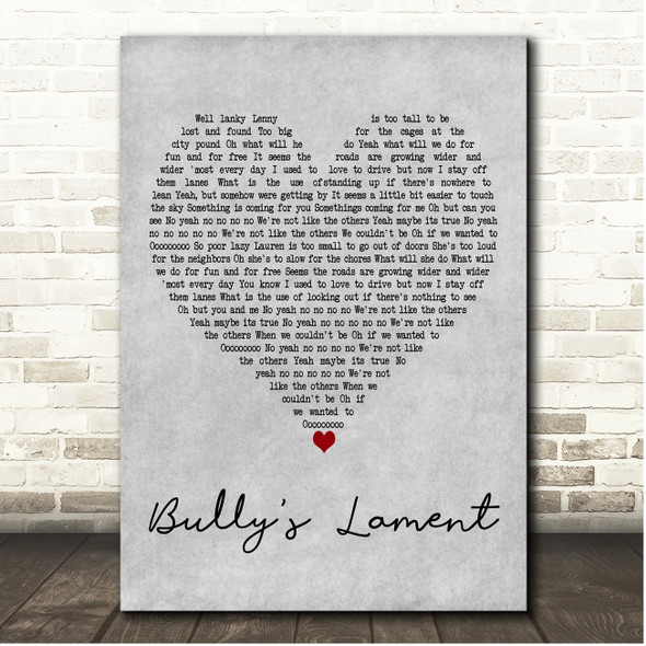 Shakey Graves Bullys Lament Grey Heart Song Lyric Print