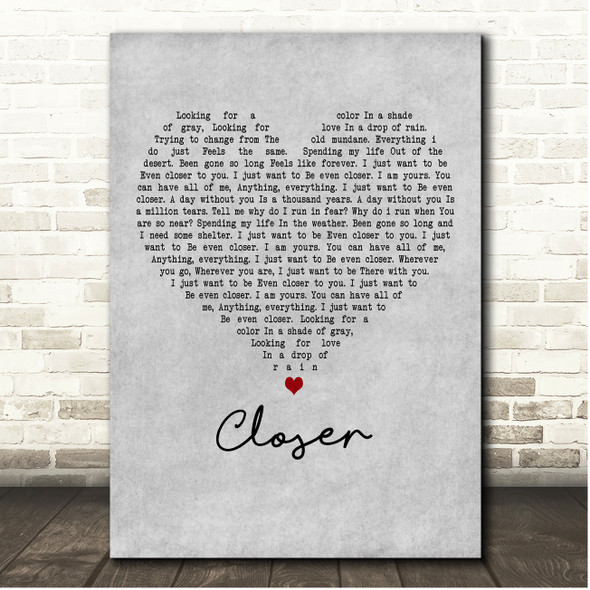 Shawn McDonald Closer Grey Heart Song Lyric Print