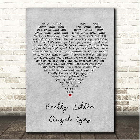 Showaddywaddy Pretty Little Angel Eyes Grey Heart Song Lyric Print
