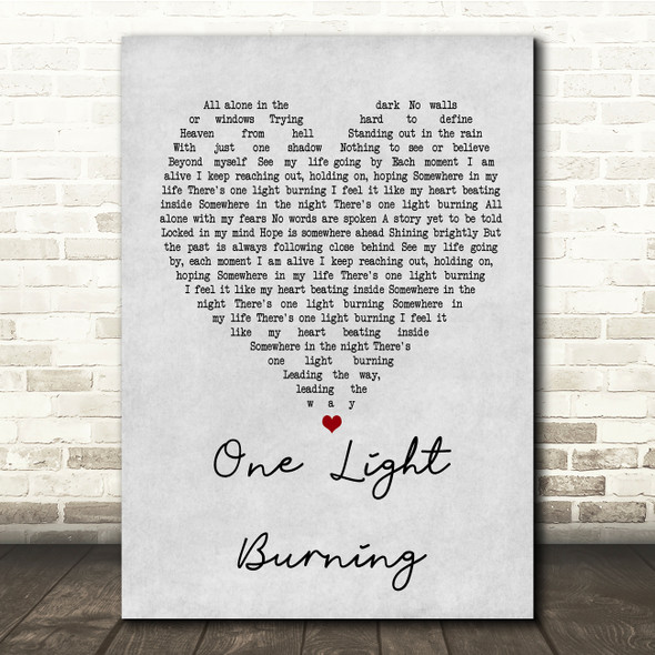 Richie Sambora One Light Burning Grey Heart Song Lyric Quote Print