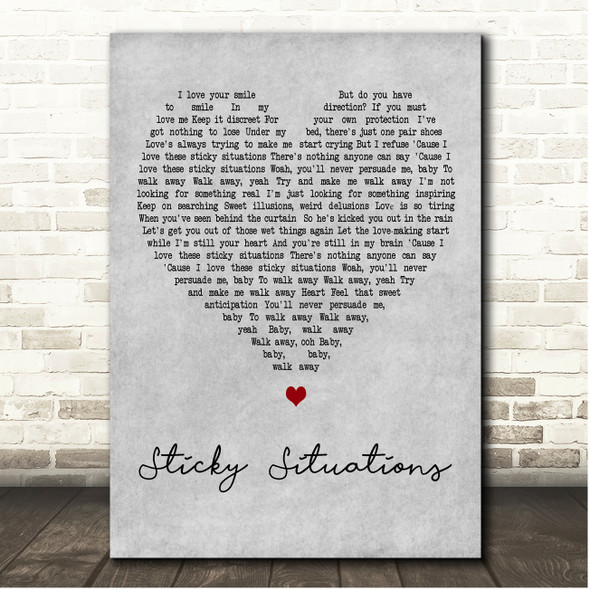 The Darkness Sticky Situations Grey Heart Song Lyric Print