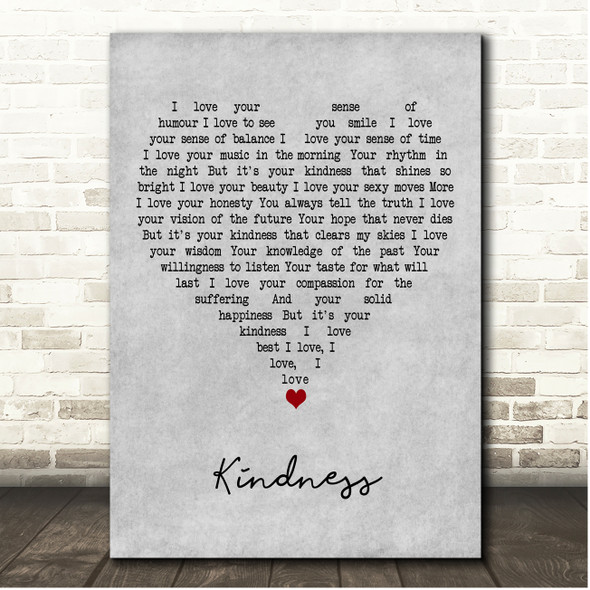 David Wilcox Kindness Grey Heart Song Lyric Print