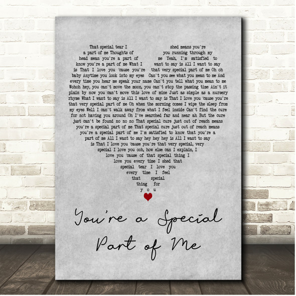 Diana Ross & Marvin Gaye Youre a Special Part of Me Grey Heart Song Lyric Print