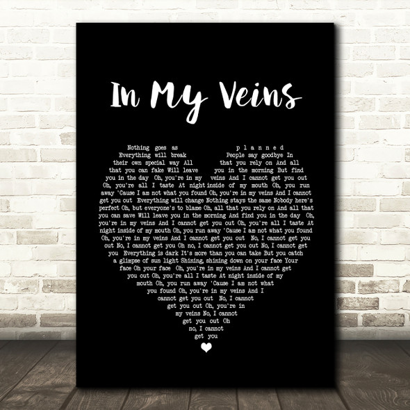Andrew Belle In My Veins Black Heart Song Lyric Quote Print