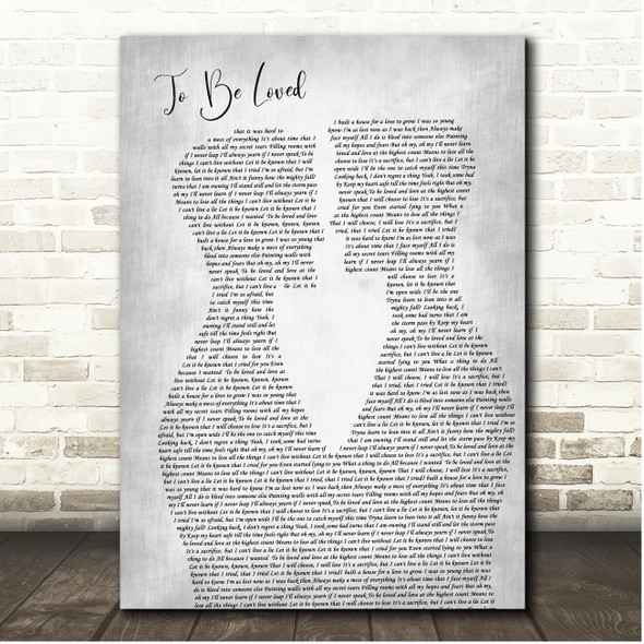 Adele To Be Loved Grey Gay Plain Couple Song Lyric Print