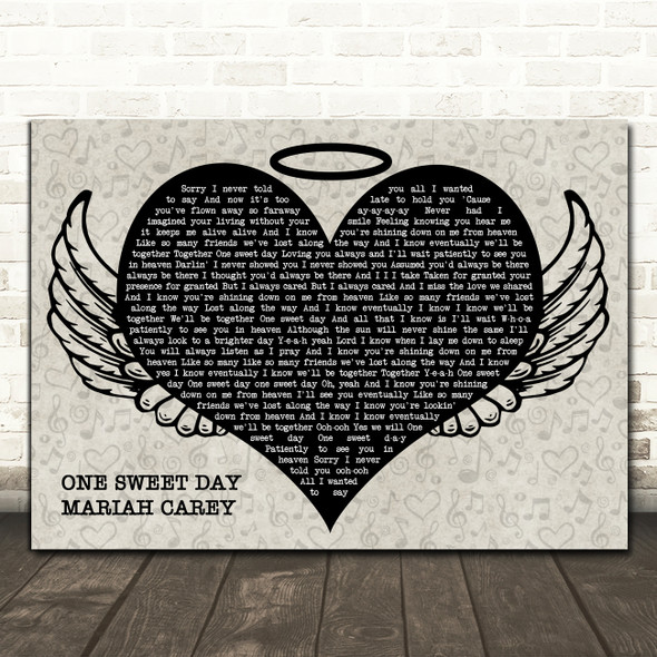 Mariah Carey One Sweet Day Heart Angel Wings Halo Song Lyric Print