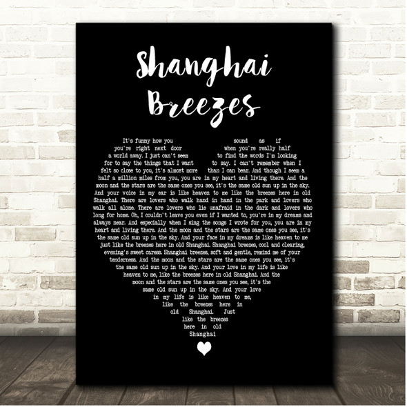 John Denver Shanghai Breezes Black Heart Song Lyric Print