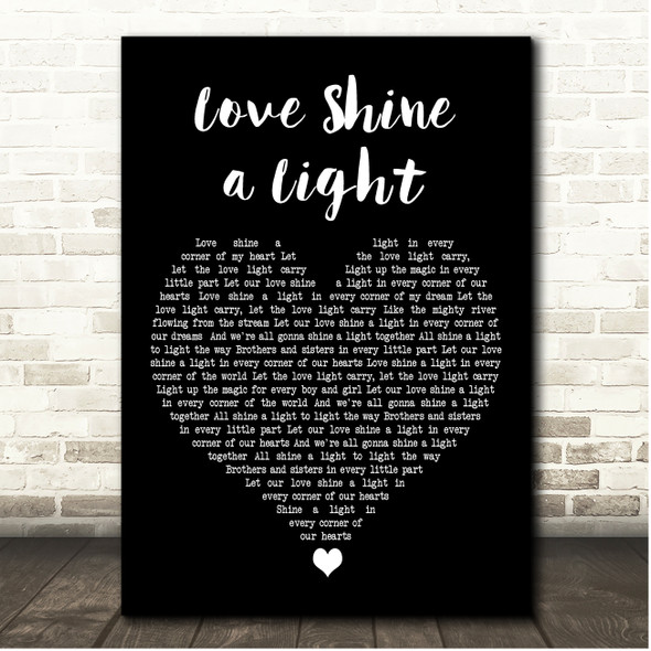 Katrina and the Waves Love Shine a Light Black Heart Song Lyric Print