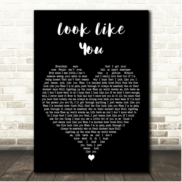 Kaylee Rose Look Like You Black Heart Song Lyric Print