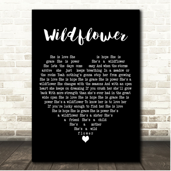Lance & Lea Wildflower Black Heart Song Lyric Print
