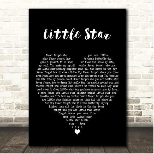 Madonna Little Star Black Heart Song Lyric Print