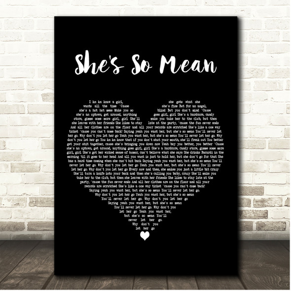 Matchbox 20 She's So Mean Black Heart Song Lyric Print